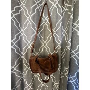 Madison West Large Soft Brown Vegan Leather Handbag With Crossbody Straps As-Is